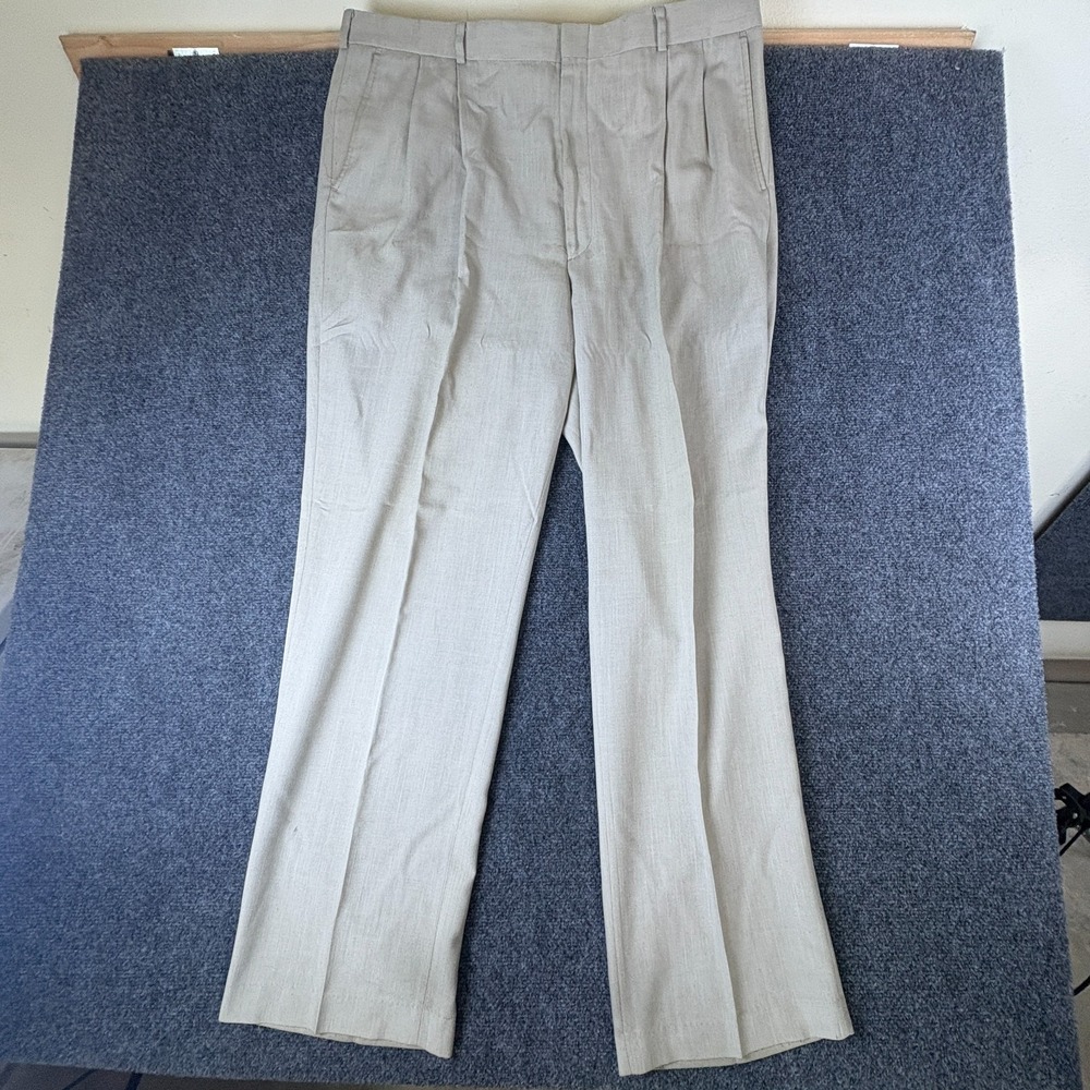 TropiCool Dress Pants Men 41x33 Gray‎ Rayon Pleated Front High Rise Straight Leg